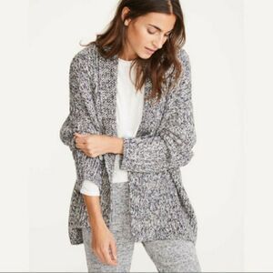 Lou & Grey Chunky Knit Marled Grey Multicolored Open Front Cardigan Sz Medium